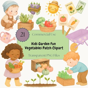 Clipart de potager, Jardins potagers PNG, Clip Art de potagers, Fichiers de potager mignons, Utilisation commerciale, Téléchargement instantané.