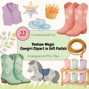 Cowgirl Boots PNG Clipart, Country Horse Clip Art, Cowboy Western Elements, Pink Floral Invitation Files, Commercial Use, Instant Download.