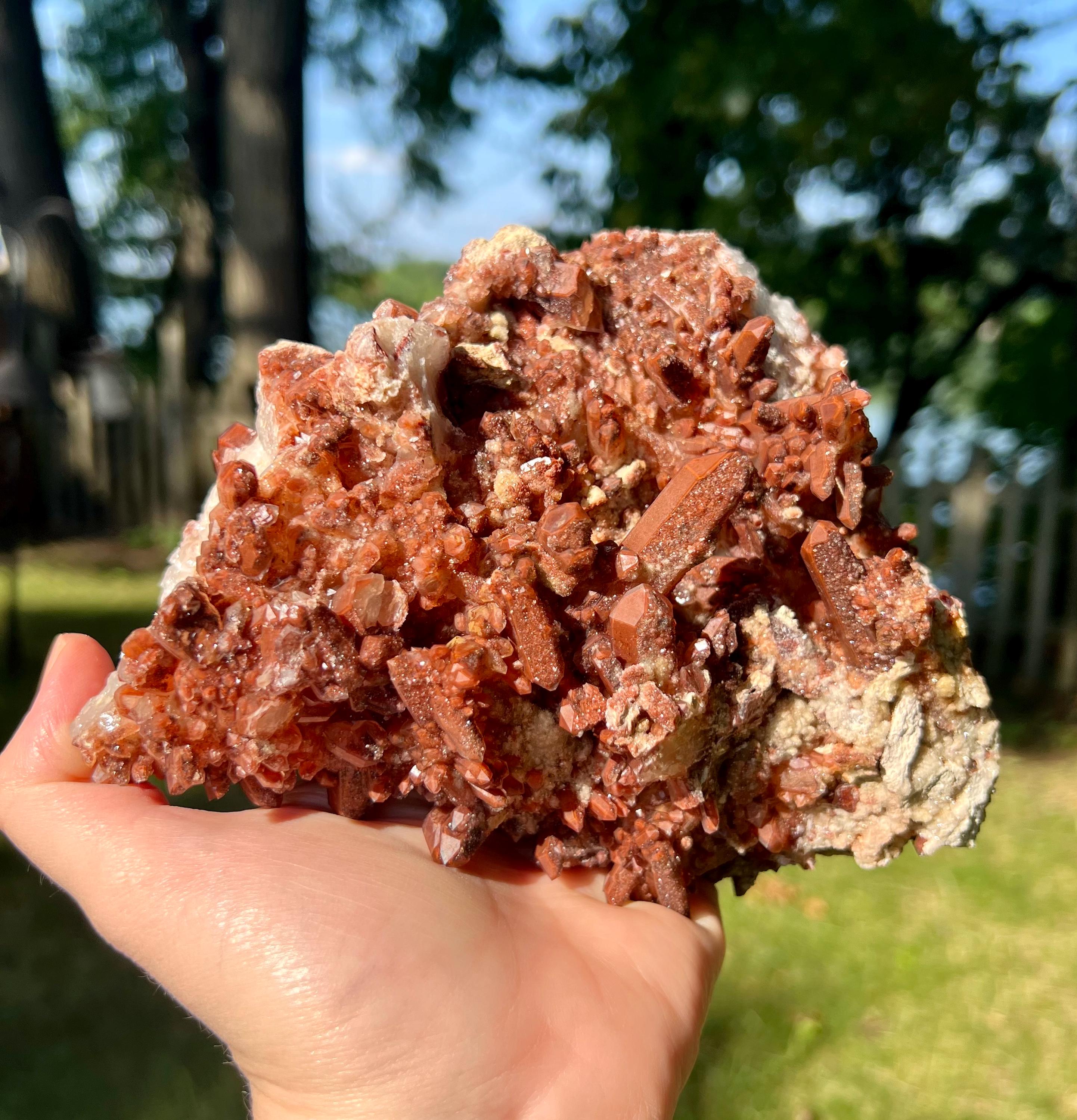 Red Clay Quartz / Hematoid Quartz With Druzy Crystal From Morocco