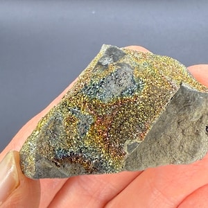 Rainbow Pyrite from Russia. Natural sparkly colorful pyrite nodule specimen. Rocks Minerals Crystals