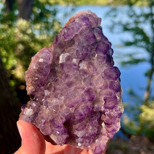 Purple fluorite with sparkly Druzy on matrix from Guizhou, China. UV reactive Rocks Crystals Minerals