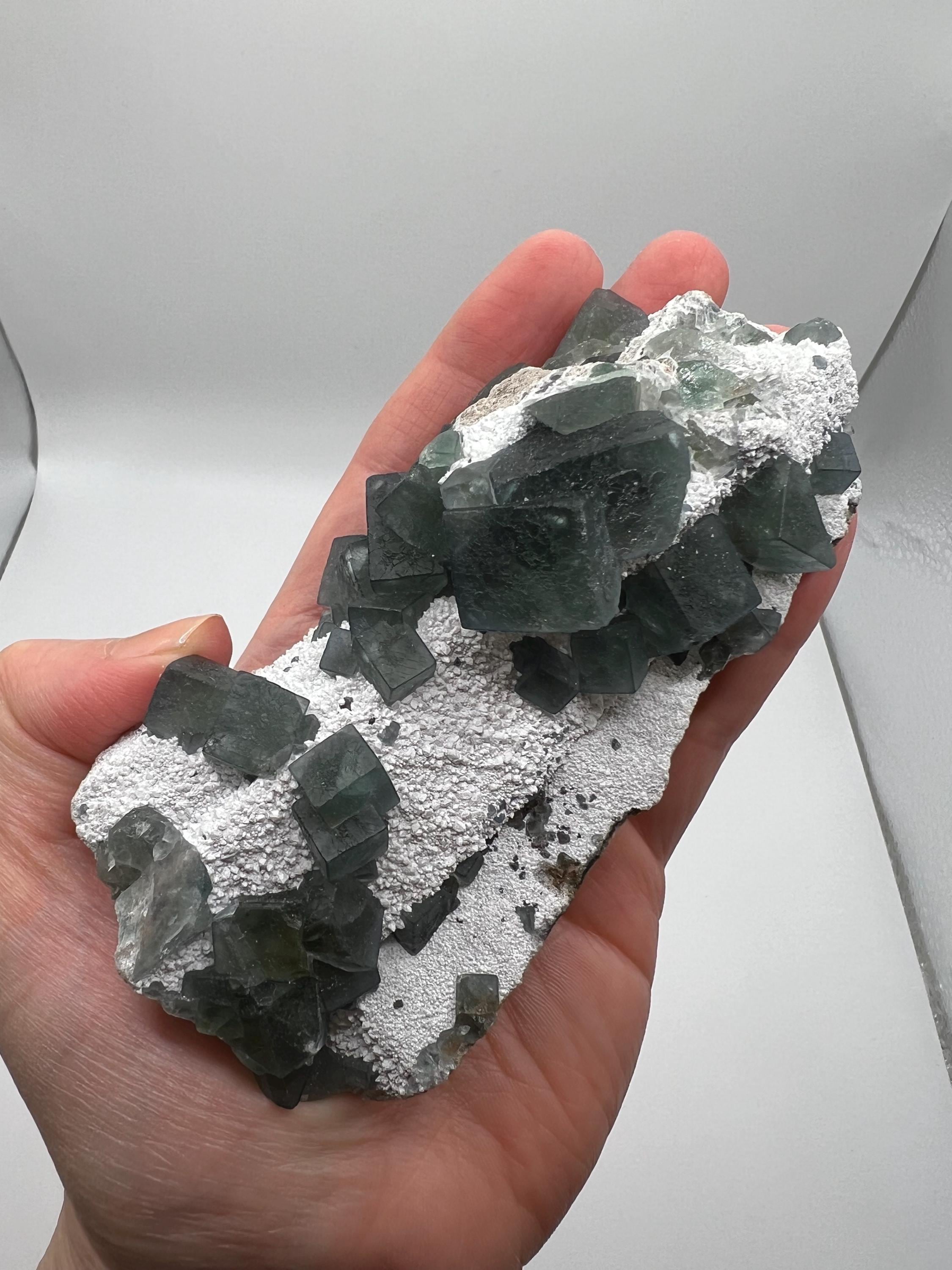 Morandi Fluorite With White Quartz From Inner Mongolia, China