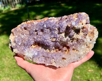 Purple QR Code Fluorite on Matrix: Iridescent UV Reactive Mineral