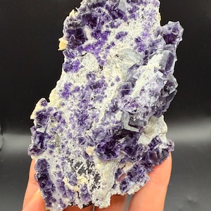 Purple phantom fluorite with Siderite on Matrix from Yindu Mine, Inner Mongolia, China. Rocks Minerals Crystals