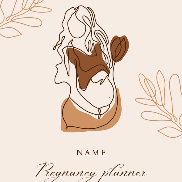 Minimalist Pregnancy Planner for Mother & Baby, Printable Journal, Memory, Name ideas, Write message for baby, Medication journal.