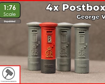 4x George V Post Boxes 1:76 OO Gauge for Model Railway Street Scenery Diorama George 5th Pillar Box