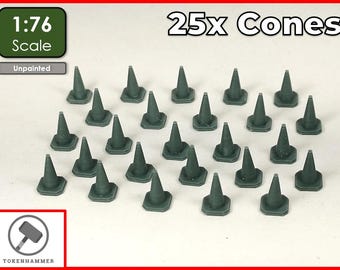 Traffic Cones (25 Pack) 1:76 OO Gauge Model Railway Street Construction Roadworks Scenery Diorama
