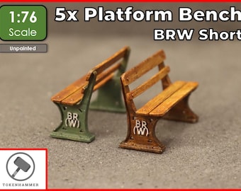 British Rail Platform Benches (5 Pack) 1:76 OO Gauge Model Railway Station Platform Scenery Diorama