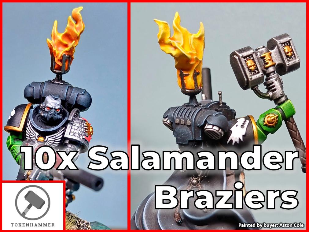 10x Fire Flame Brazier Backpack Torch Salamanders Wargaming