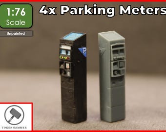 4x Parking Meters 1:76 OO Gauge Model Railway Street Scenery Diorama