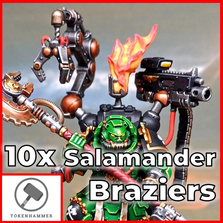 10x Fire Flame Brazier Backpack Torch Salamanders Wargaming
