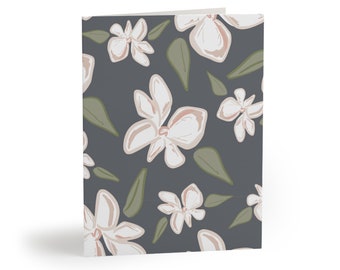 White and Grey Magnolia Greeting Card Set - Sixteen Cards