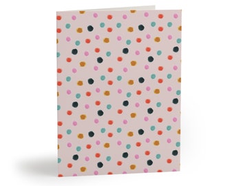Rainbow Watercolor Polka Dots Greeting Card Set - Sixteen Cards