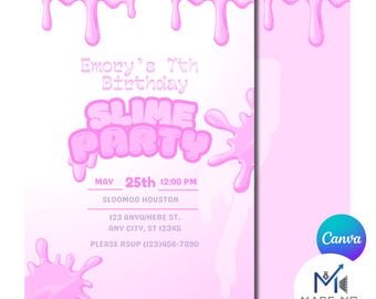 Slime Party Invite | Children's Pink Slime Invitation