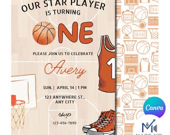 Star Player Invitation | Basketball Theme Birthday Invite