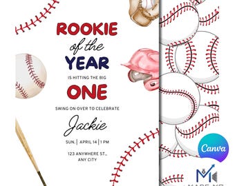 Rookie of The Year Invitation | Baseball Theme Birthday Invite