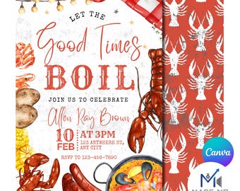 Let The Good Times Boil | Crawfish Boil Invitation | Crawfish Theme Birthday Invite