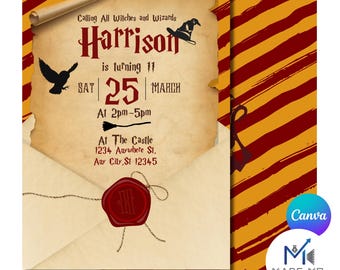 Harry Potter Inspired Birthday Invitation | Wizard & Witches Invitation