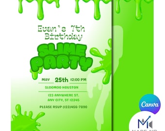 Slime Party Invite | Children's Green Slime Invitation