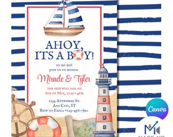 Ahoy, It’s A Boy Baby Shower Invitation | Boy Baby Shower Invite