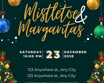 Mistletoe & Margaritas Christmas Party Holiday Invitation
