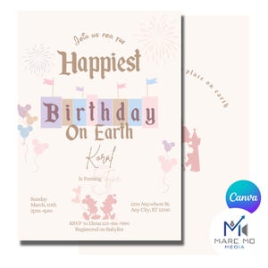 Disney Birthday Invite | Happiest Birthday on Earth