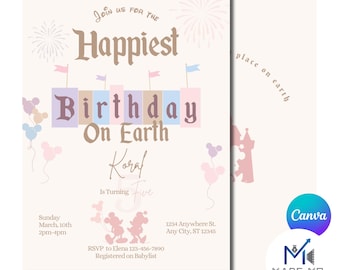 Disney Birthday Invite | Happiest Birthday on Earth