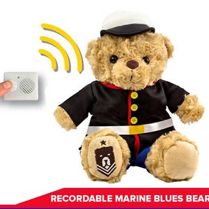 Opneembare mariene teddybeer in blauwe jurk