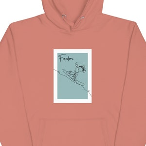 Freiheit Snowboard Hoodie - Handgezeichnetes Downhill Design, gemütliche Wintersportbekleidung für Männer & Frauen - Snowboard Geschenk
