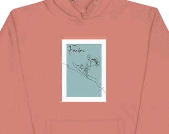 Freedom Snowboard Hoodie - Hand-Drawn Downhill Design, Cozy Winter Sports Apparel for Men & Women - Snowboard Gift
