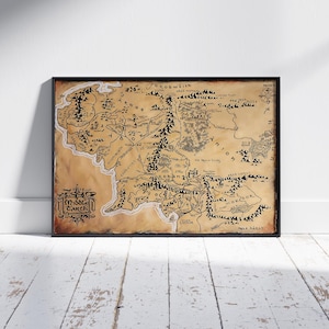 Mittelerde Karte Poster - Herr der Ringe Karte - Fantasy Wandkunst - Herr der Ringe Dekor - Vintage Mittelerde Karte - Herr der Ringe Poster