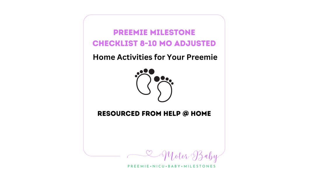 Preemie Motor Milestone Checklist 810 Adjusted Age Etsy