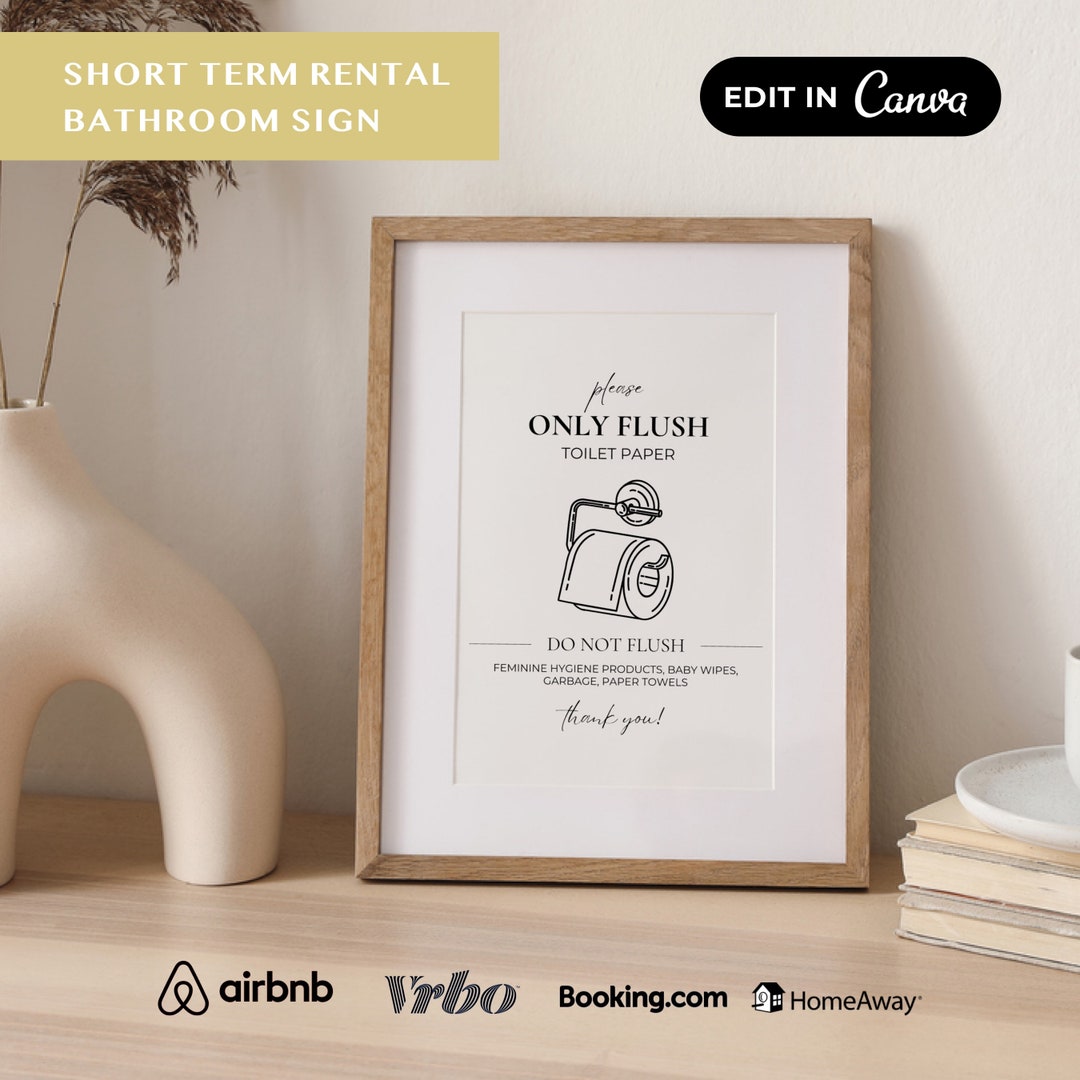 Airbnb Bathroom Sign Template, Please Do Not Flush, Vacation Rental ...