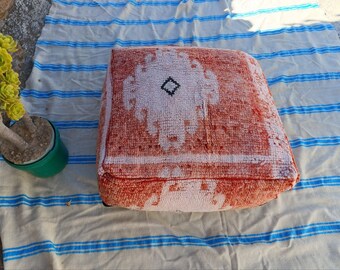 Marruecos Kilim Puf, Puf bereber, cojín de suelo, puf hecho a mano, puf de sala de estar. Yoga Meditación Puf, Pufs Kilim al aire libre