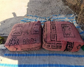 Puf marroquí.Vintage marroquí otomano, Beni Ourain Square Puf,Beni Ourain Puf Marruecos Kilim Pouf Yoga Meditación