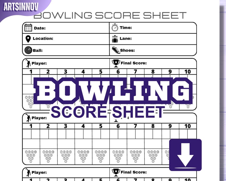 Bowling Score Sheet Printable Instant Download PDF Bowling Score Pad ...