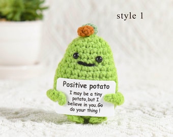 Joli cadeau de pomme de terre positive, pomme de terre positive au crochet faite main, envoyer un câlin, je pense à vous, cadeau de carte d'énergie positive, cadeau de Pâques pour les enfants