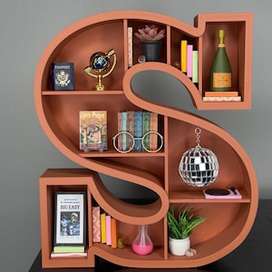 Custom Initial Bookshelf: Miniature Letter Bookcase, Personalized Decor