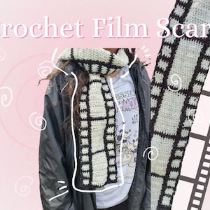 かぎ針編みのフィルムストリップスカーフ