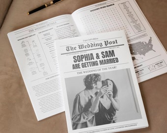 Newspaper Wedding Program Template, Editable Wedding Newspaper Program, Folded Wedding Day Program, Editable Wedding Infographic