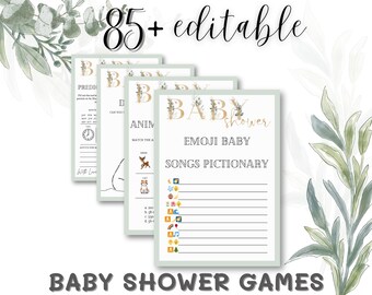 Baby Shower Games, Instant Download 85 Games,  Baby Shower Games Bundle, Minimalist Baby Shower Games Bundle