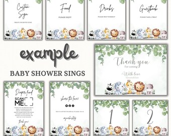 Minimalist Baby Shower Game Bundle Editable Templates with 85 Games, Cute Safari Animal Style, Instant download, Printable Baby Shower Games