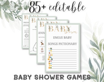 Paquete minimalista de baby shower, descarga instantánea editable, 85 juegos baby shower - paquete de baby shower imprimible, paquete de juegos de baby shower