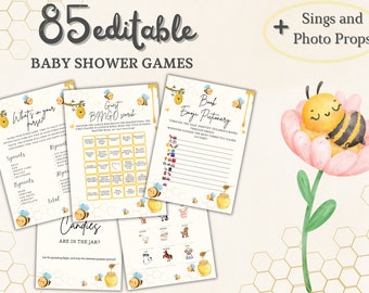 Editable Baby Shower Games - 85 Printables with Canva Templates