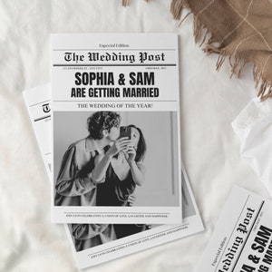 Editable Wedding Newspaper Program, Printable Wedding Timeline, Folded Wedding Day Program, Wedding Word Search zdjęcie 6