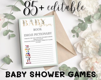 Pack imprimable baby shower, lot de jeux baby shower minimalistes, jeu baby shower minimaliste, jeux baby shower, pack baby shower minimaliste