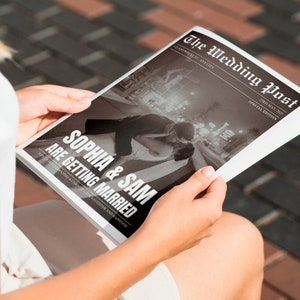 Unique Wedding Program, Editable Wedding Newspaper Program, Folded Wedding Day Program, Printable Wedding Infographic
