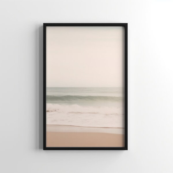 Beach Wave Wall Art, Ocean and Sun, Beach Print, Pastel Art, Poster, Photography, Minimalist Art, Nature Art Boho Room Decor