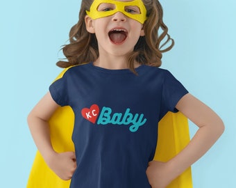 T-shirt KC Baby pour enfant, T-shirt classique à col rond pour enfant, Chemise Kansas City pour garçon et fille