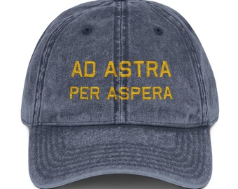 Embroidered Baseball Cap, Vintage Kansas Motto Hat, Distressed Dad Cap, Latin Quote Cap, Unisex Baseball Hat, Embroidery Cap